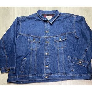 Wrangler Jean Jacket Rugged‎ Wear Men 3XL Buffalo Check Lining Denim Y2K Cowboy